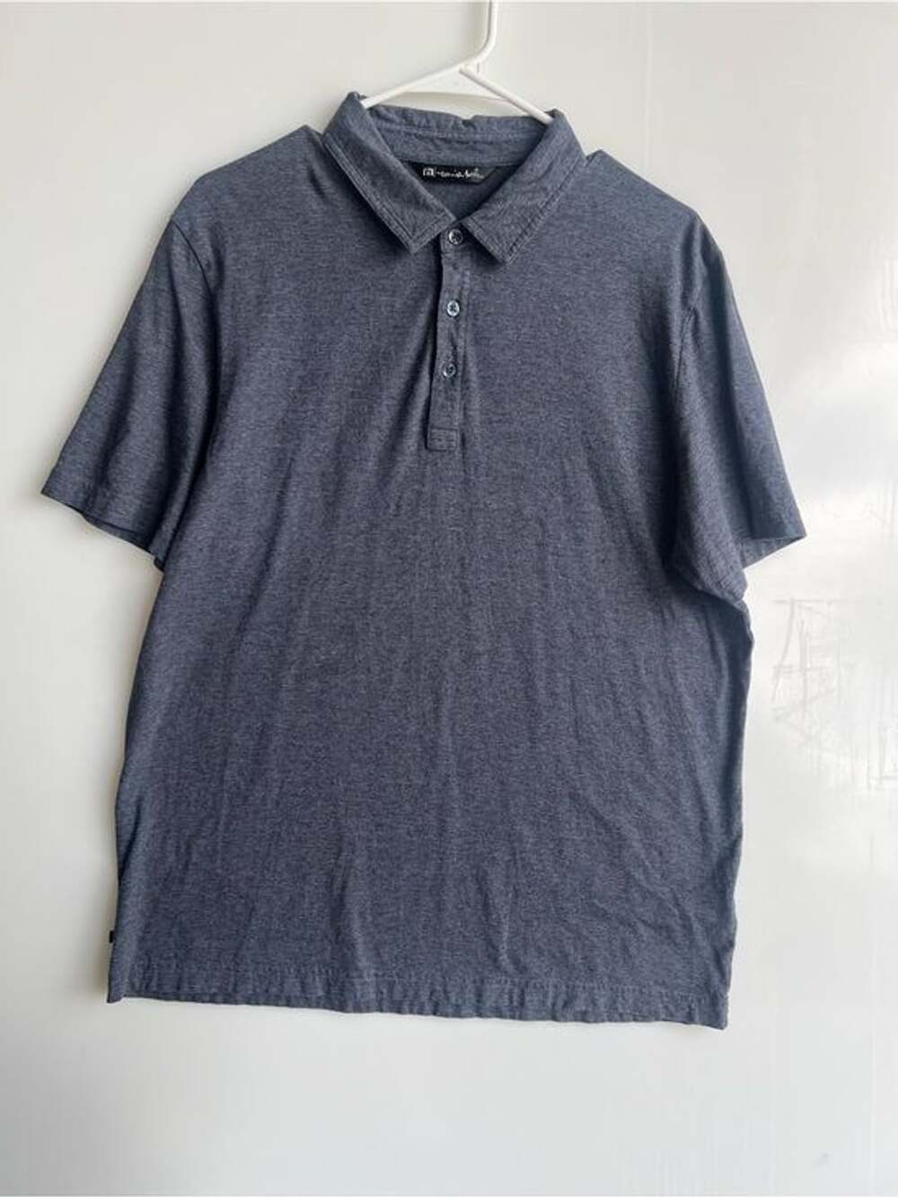 Travis Mathew Men's Heather Navy Blue Short Sleeve Polo